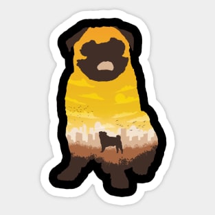 Pug landscape Sticker